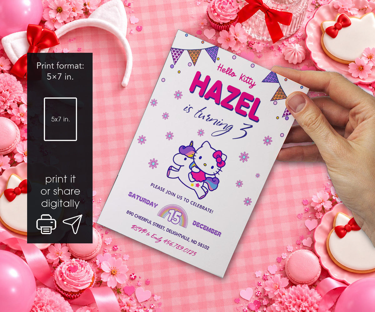 Hello Kitty Sanrio Invitation mockup