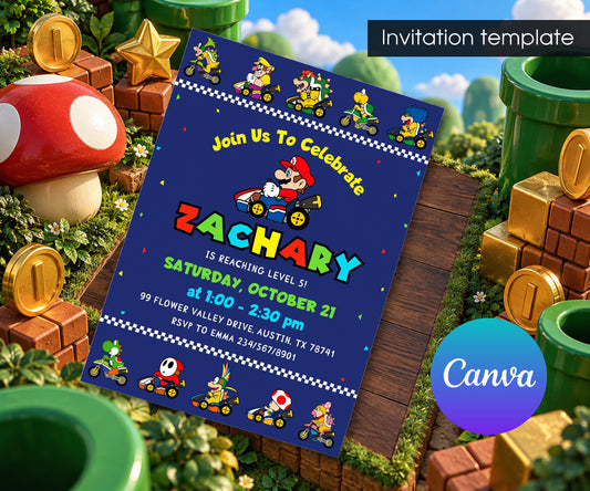 Mario Kart Gamer Invitation mockup