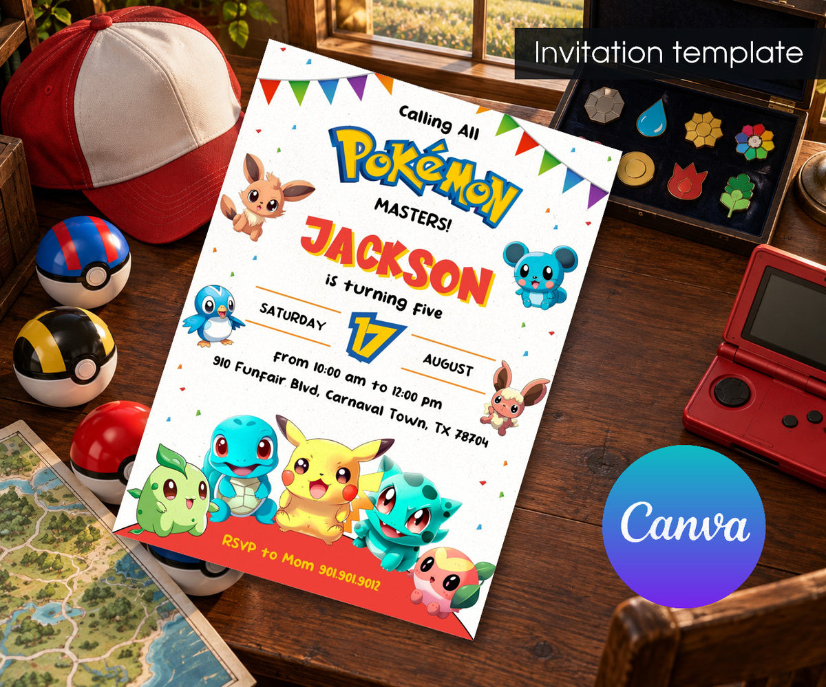 Pokemon Pikachu Invitation mockup