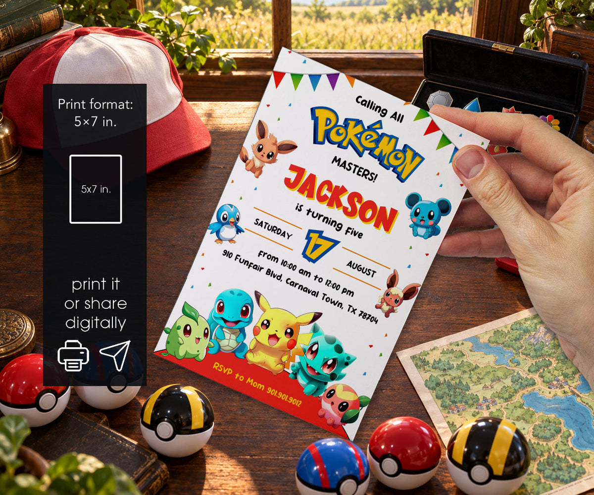Pokemon Pikachu Invitation mockup