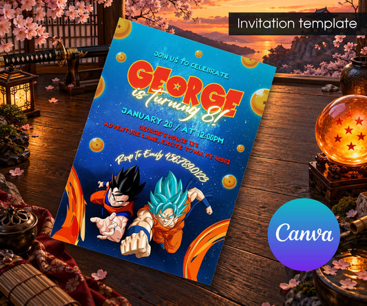 Dragon Ball Z Anime Invitation mockup
