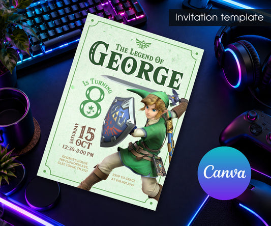 Legend of Zelda Gamer Invitation mockup
