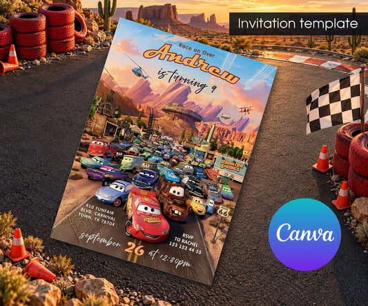 Cars Lightning McQueen Invitation mockup