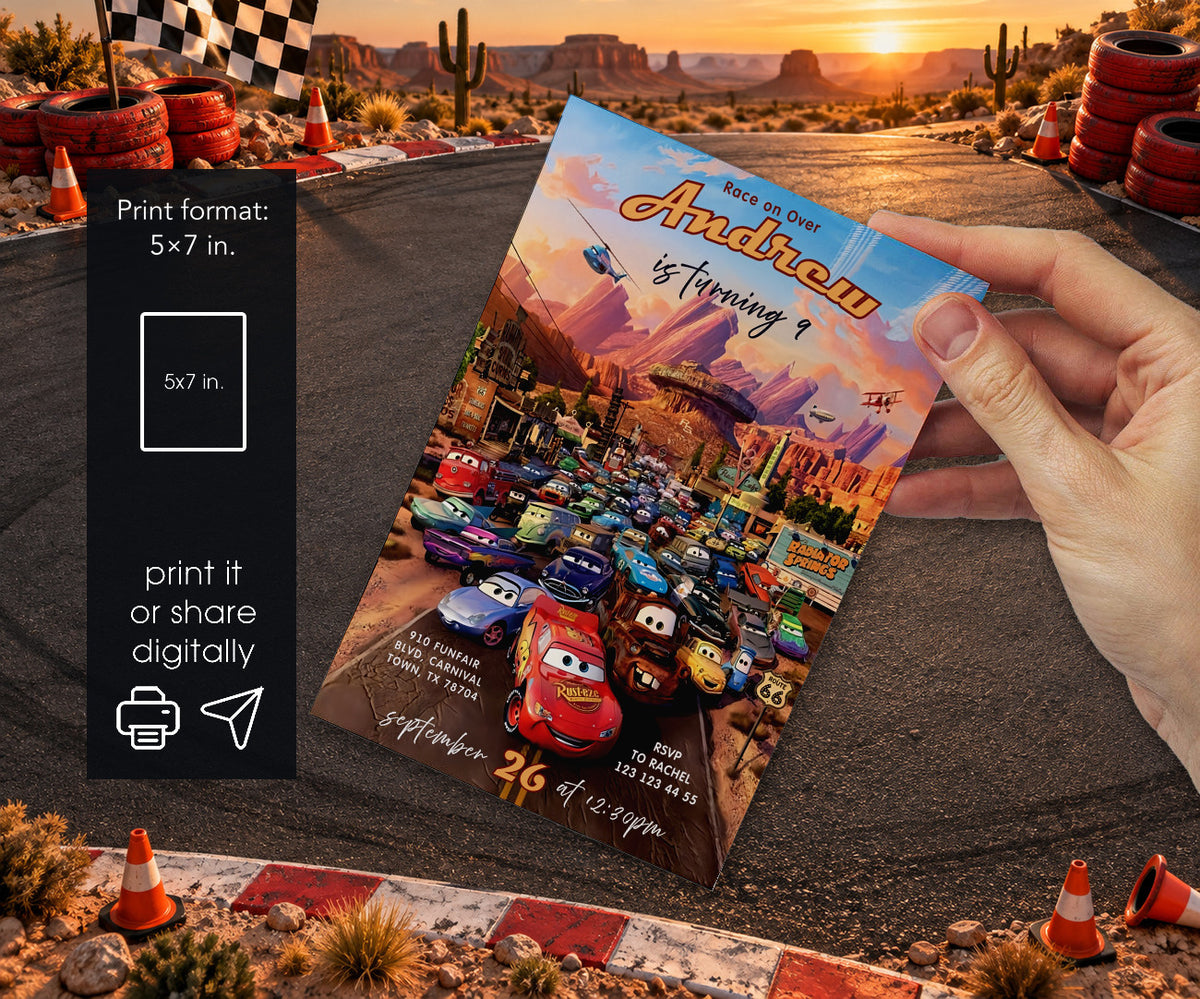 Cars Lightning McQueen Invitation mockup