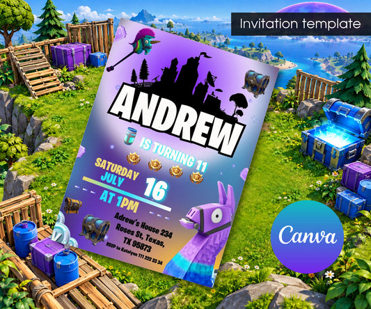 Fortnite Gamer Invitation mockup