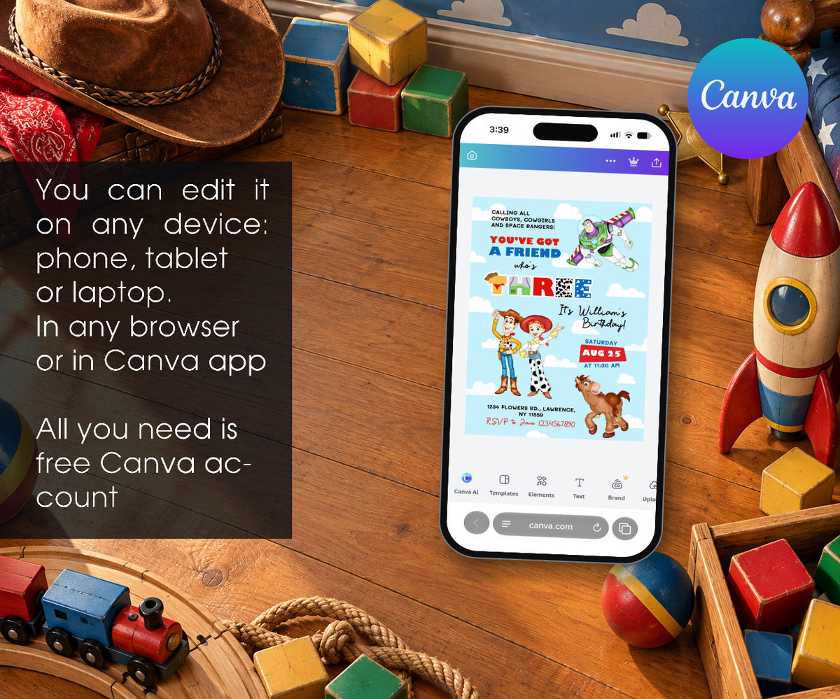Toy Story Woody Invitation mockup