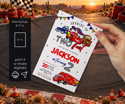 Cars Lightning Mcqueen Two Invitation mockup