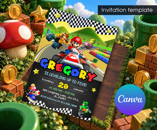 Mario Kart Gamer Invitation mockup