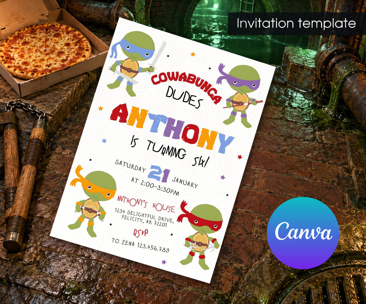 Teenage Mutant Ninja Turtles Invitation mockup