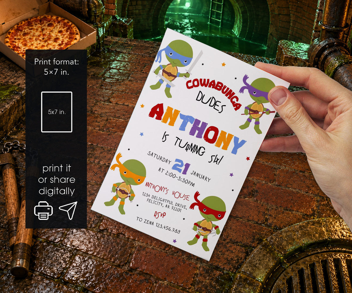 Teenage Mutant Ninja Turtles Invitation mockup