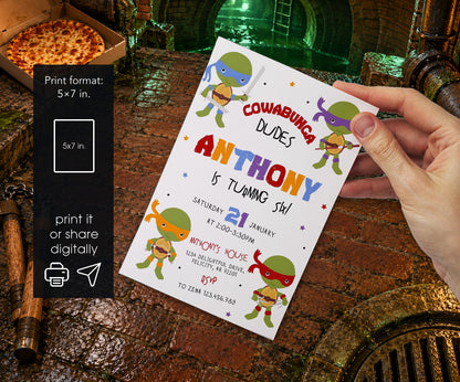 Teenage Mutant Ninja Turtles Invitation mockup
