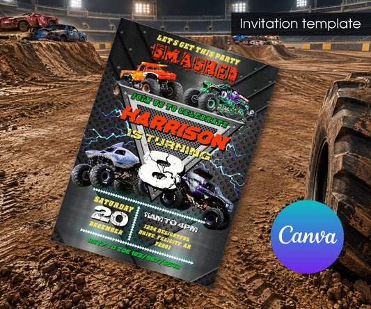 Monster Jam  Monster Truck Invitation mockup