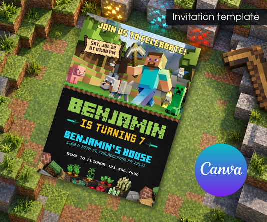 Minecraft Gamer Invitation mockup