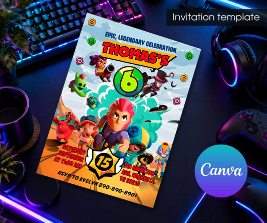 Brawl Stars Gamer Invitation mockup
