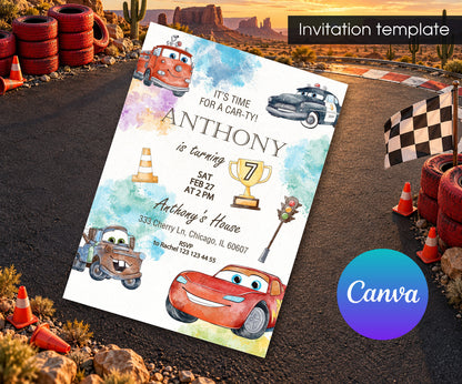 Cars Lightning McQueen Invitation mockup