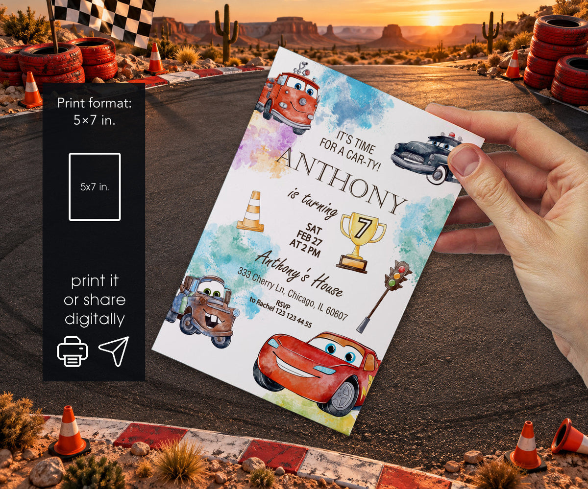 Cars Lightning McQueen Invitation mockup