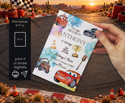 Cars Lightning McQueen Invitation mockup