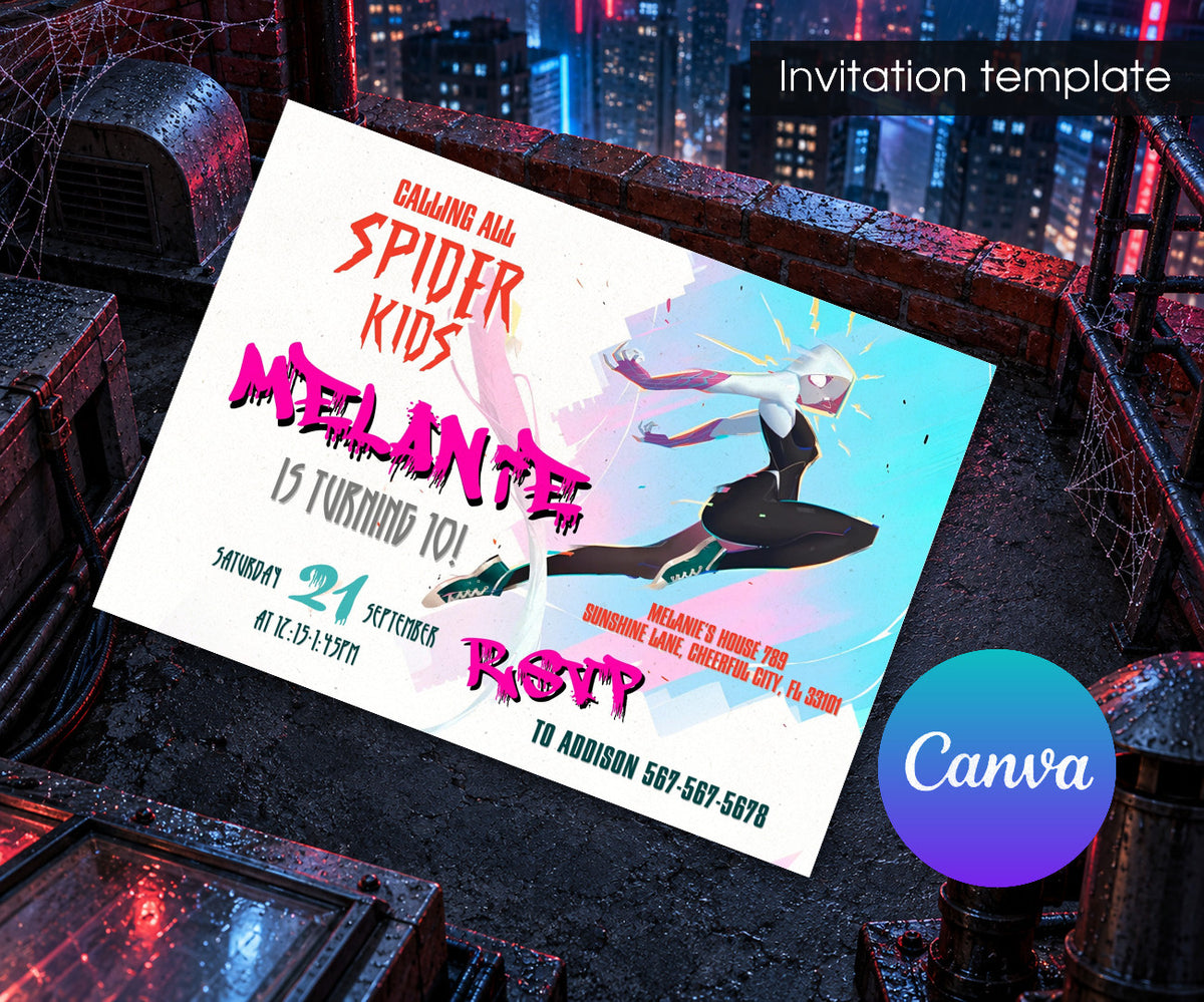 Spider-Man Spider Gwen Ghost Spidey Invitation mockup