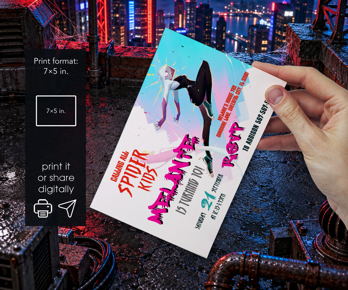 Spider-Man Spider Gwen Ghost Spidey Invitation mockup