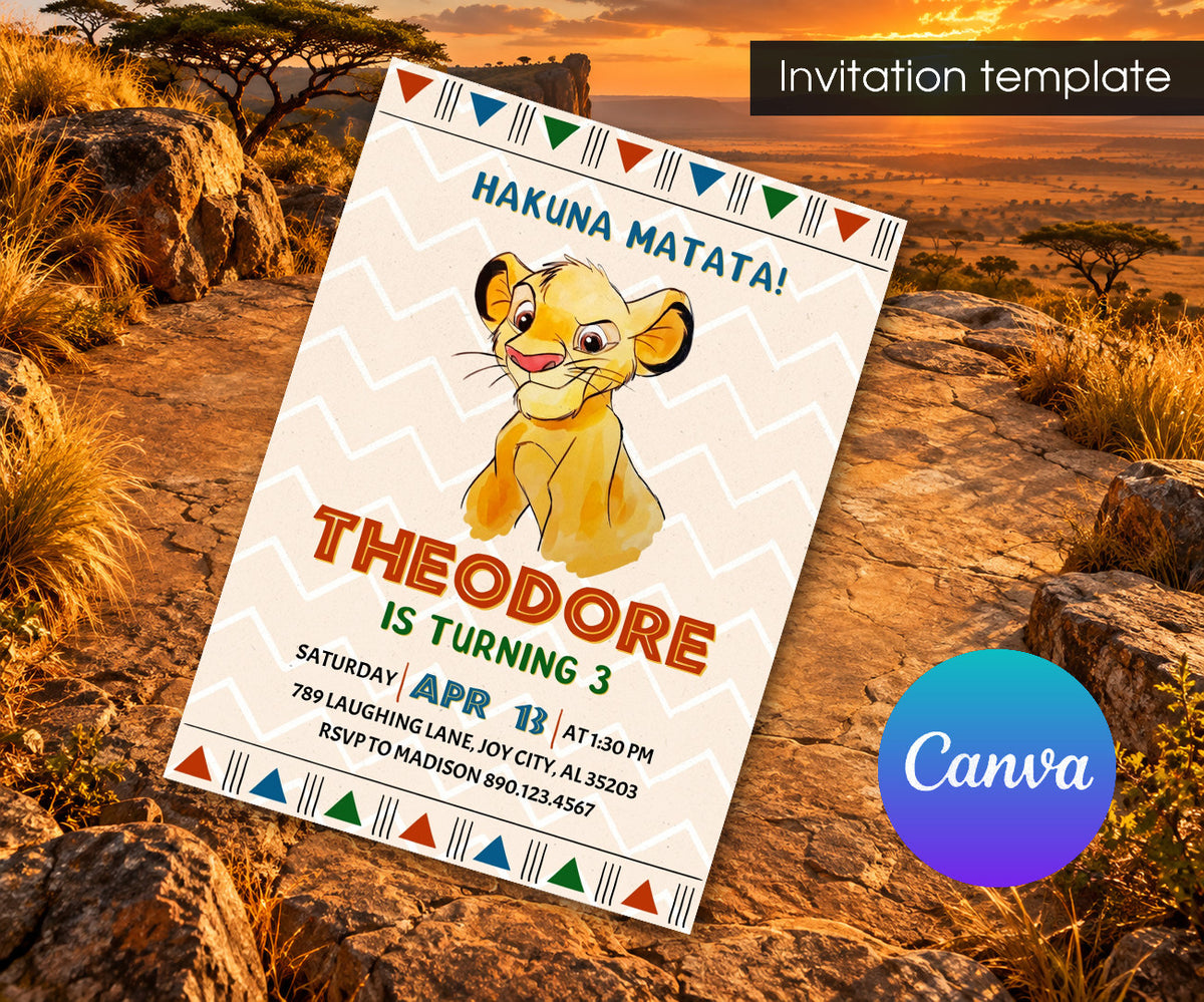 Lion King Simba Invitation mockup