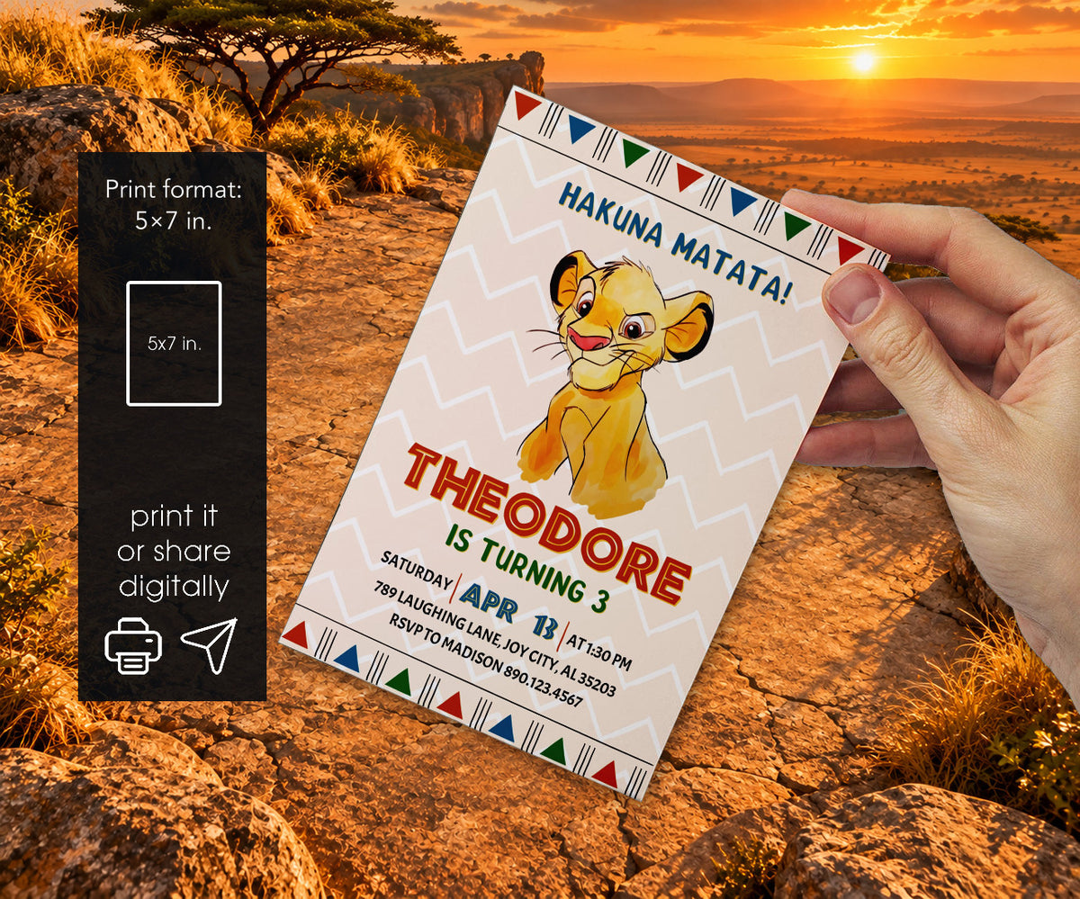 Lion King Simba Invitation mockup