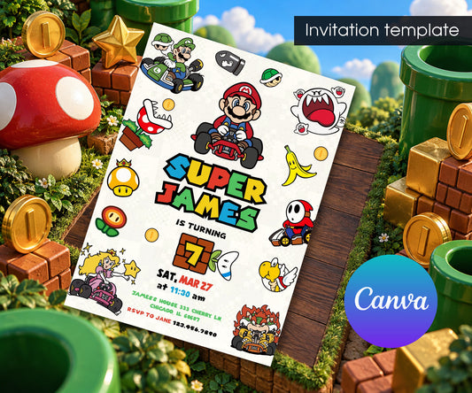 Mario Kart Gamer Invitation mockup