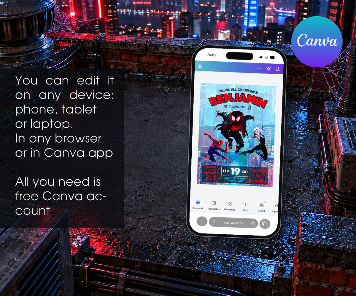 Spider-Man Spider Man Across the Spider-Verse Invitation mockup