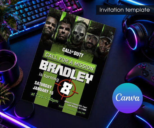 Call of Duty Gamer Invitation mockup