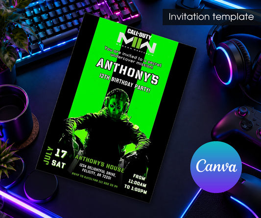 Call of Duty Gamer Invitation mockup