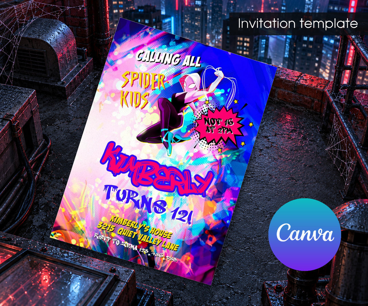 Spider-Man Spider Gwen Ghost Spidey Invitation mockup