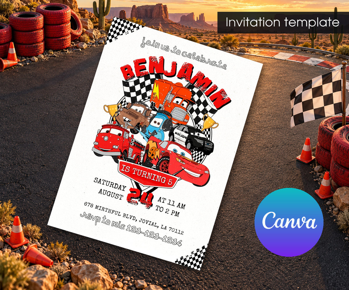 Cars Lightning McQueen Invitation mockup