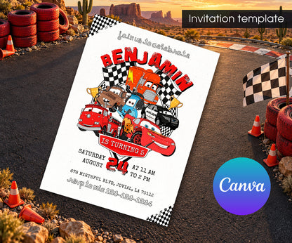 Cars Lightning McQueen Invitation mockup