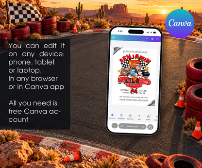 Cars Lightning McQueen Invitation mockup
