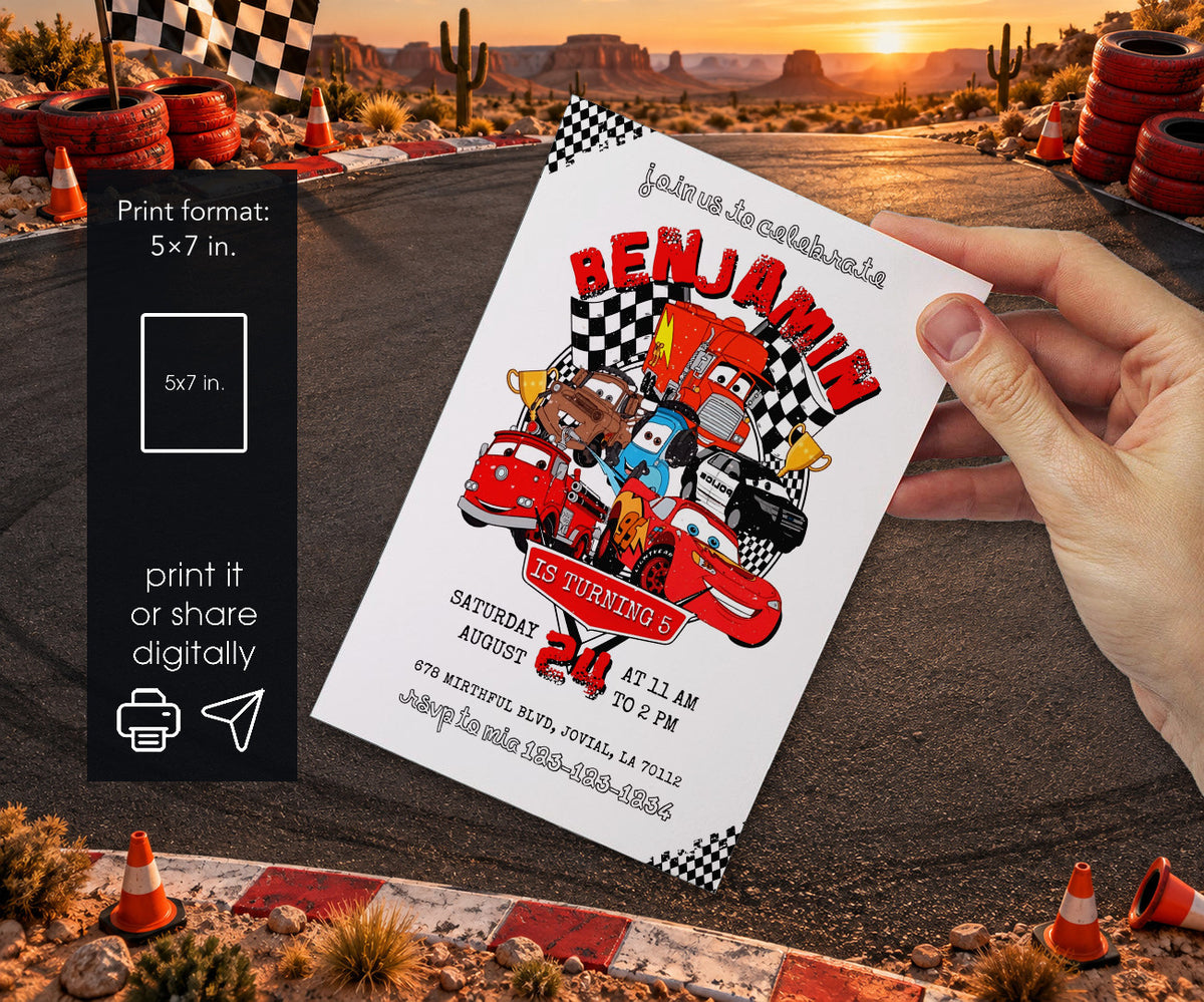 Cars Lightning McQueen Invitation mockup