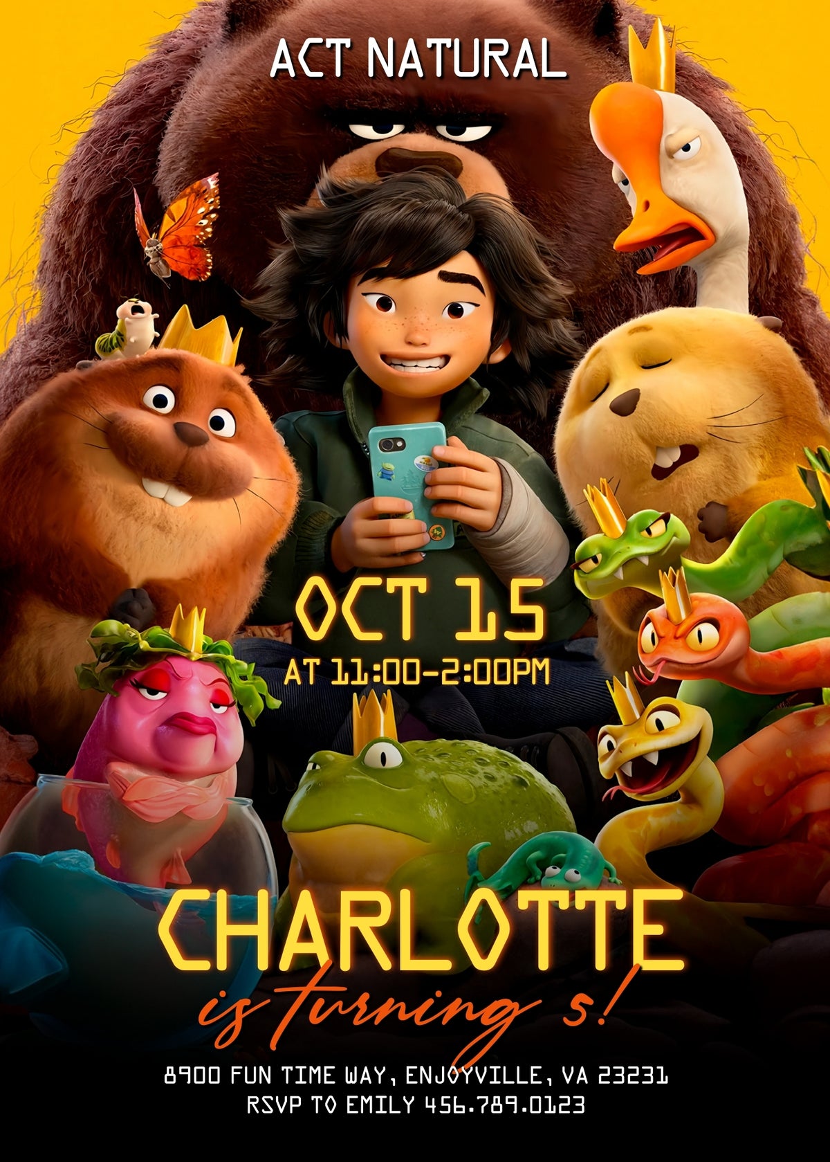 Hoppers Character Collage Birthday Invitation - Editable 5×7