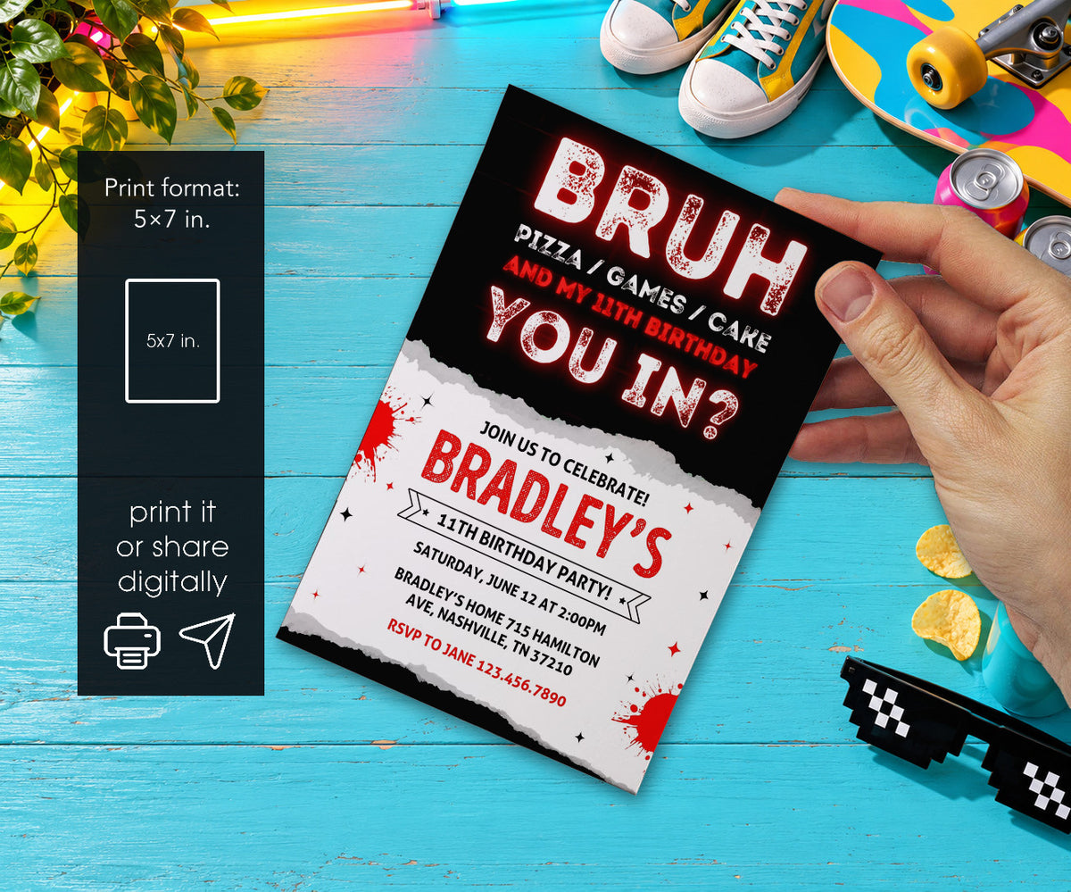 Bruh Gamer Invitation mockup