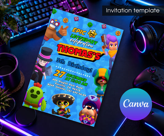 Brawl Stars Gamer Invitation mockup