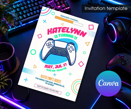Gamer Party Invitation mockup