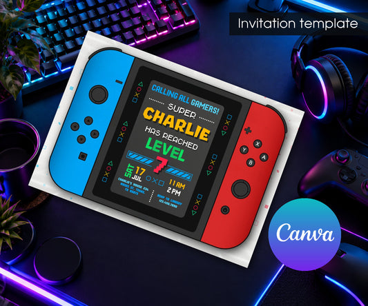 Nintendo Switch Gamer Invitation mockup