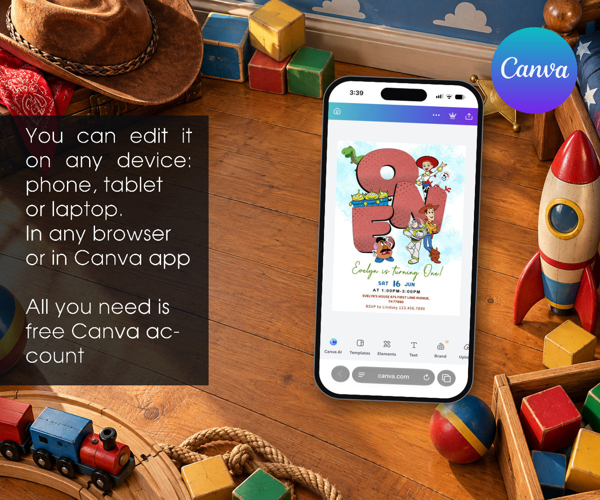 Toy Story Woody Invitation mockup