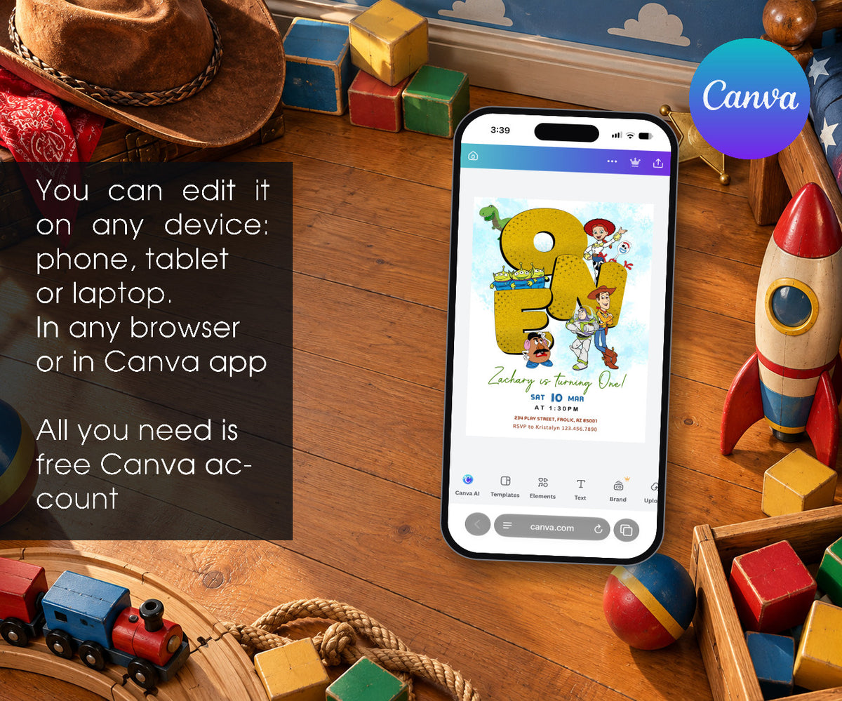 Toy Story Woody Invitation mockup