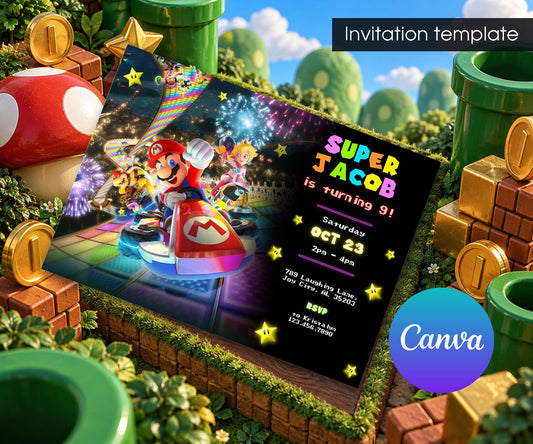 Mario Kart Gamer Invitation mockup