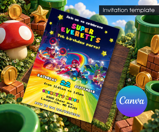 Mario Kart Gamer Invitation mockup