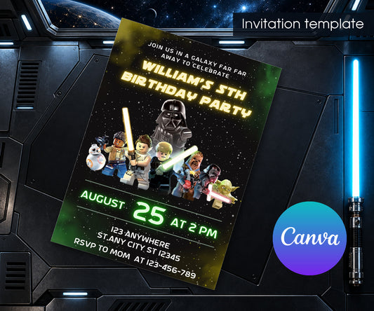 Star Wars Darth Vader Lego Minifigures Invitation mockup
