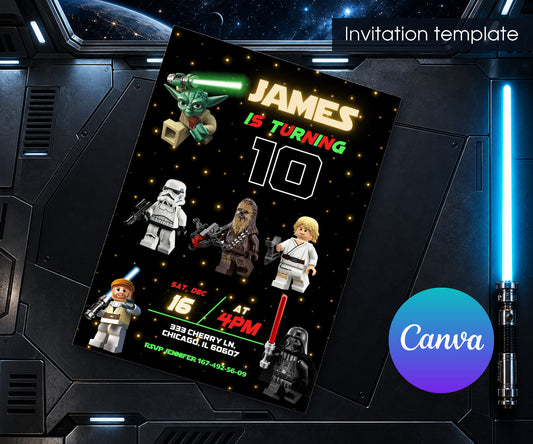 Star Wars Darth Vader Lego Minifigures Invitation mockup