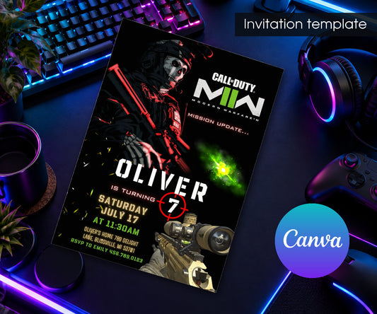 Call of Duty Gamer Invitation mockup