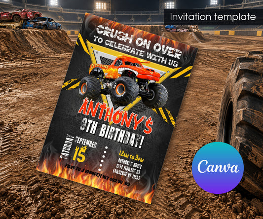 El Toro Loco Monster Jam Truck Invitation mockup