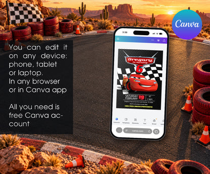 Cars Lightning McQueen Invitation mockup