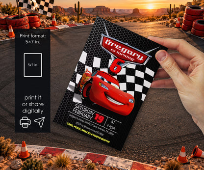 Cars Lightning McQueen Invitation mockup