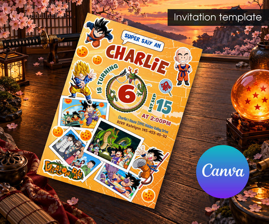 Dragon Ball Z Anime Invitation mockup